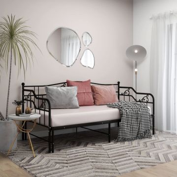vidaXL Ištraukiamos sofos-lovos rėmas, juodas, 90x200cm, metalas