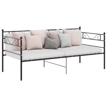 vidaXL Sofos-lovos rėmas, juodos spalvos, 90x200cm, metalas