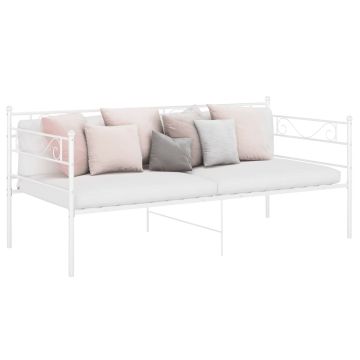 vidaXL Sofos-lovos rėmas, baltos spalvos, 90x200cm, metalas
