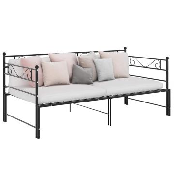vidaXL Ištraukiamos sofos-lovos rėmas, juodas, 90x200cm, metalas