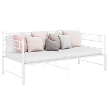 vidaXL Ištraukiamos sofos-lovos rėmas, baltas, 90x200cm, metalas