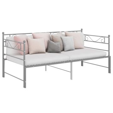 vidaXL Ištraukiamos sofos-lovos rėmas, pilkas, 90x200cm, metalas