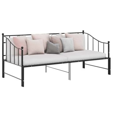 vidaXL Ištraukiamos sofos-lovos rėmas, juodas, 90x200cm, metalas