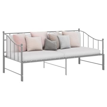 vidaXL Ištraukiamos sofos-lovos rėmas, pilkas, 90x200cm, metalas