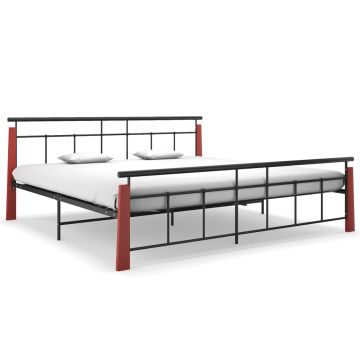 vidaXL Lovos rėmas, 200x200cm, metalas ir ąžuolo medienos masyvas