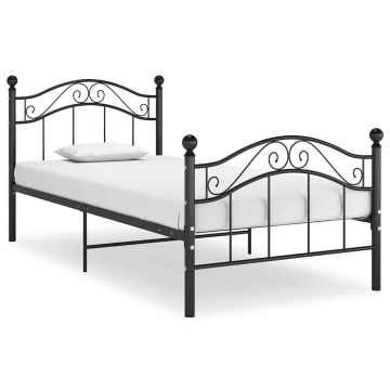 vidaXL Lovos rėmas, juodos spalvos, 90x200cm, metalas