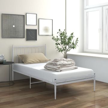vidaXL Lovos rėmas, baltos spalvos, 90x200cm, metalas