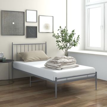 vidaXL Lovos rėmas, pilkos spalvos, 100x200cm, metalas