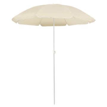vidaXL Sodo skėtis nuo saulės su plieniniu stulpu, smėlio, 180cm