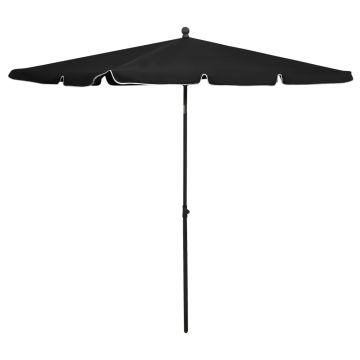 vidaXL Sodo skėtis nuo saulės su stulpu, juodos spalvos, 210x140cm