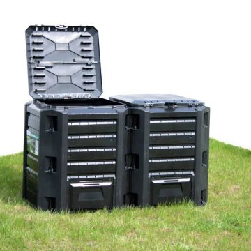 vidaXL Sodo komposto dėžė, juodos spalvos, 1200l