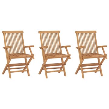 vidaXL Sulankstomos sodo kėdės, 3vnt., tikmedžio medienos masyvas