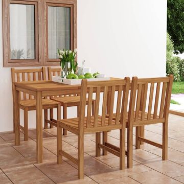 vidaXL 5 dalių sodo valgomojo baldų komplektas, 140x80 cm, tikmedžio masyvas