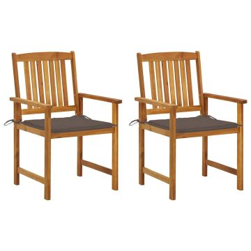 vidaXL Sodo kėdės su pagalvėlėmis, 2vnt., akacijos medienos masyvas