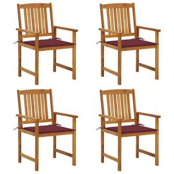 vidaXL Sodo kėdės su pagalvėlėmis, 4vnt., akacijos medienos masyvas