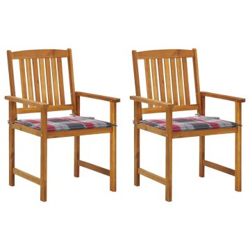 vidaXL Sodo kėdės su pagalvėlėmis, 2vnt., akacijos medienos masyvas