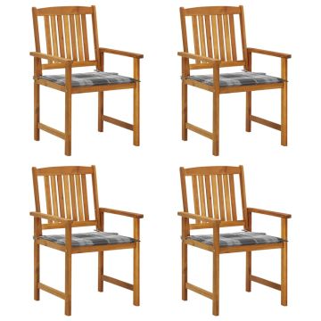 vidaXL Sodo kėdės su pagalvėlėmis, 4vnt., akacijos medienos masyvas