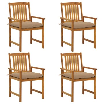 vidaXL Sodo kėdės su pagalvėlėmis, 4vnt., akacijos medienos masyvas