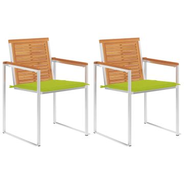 vidaXL Sodo kėdės su pagalvėlėmis, 2vnt., akacijos masyvas ir plienas