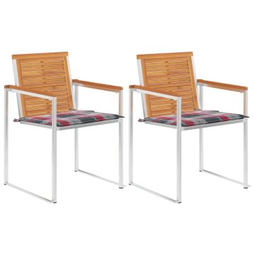 vidaXL Sodo kėdės su pagalvėlėmis, 2vnt., akacijos masyvas ir plienas