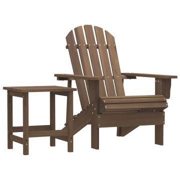 vidaXL Sodo Adirondack kėdė su staliuku, rudos spalvos, eglės masyvas