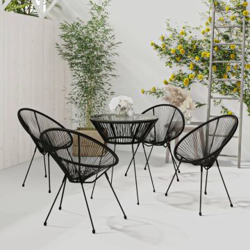 vidaXL Lauko valgomojo baldų komplektas, 5 dalių, juodas, PVC ratanas