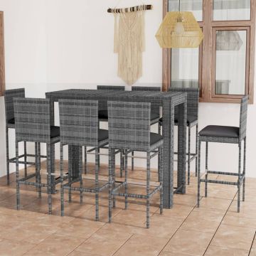 vidaXL Lauko komplektas su pagalvėmis, 9dalių, antracito, poliratanas