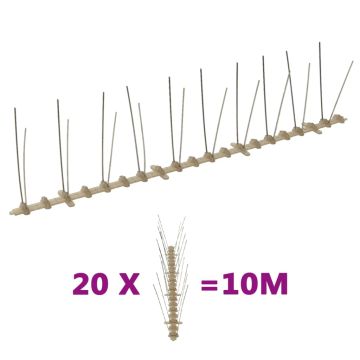 vidaXL Smaigų rinkinys nuo paukščių ir balandžių, 20vnt., 2 eilės, 10m