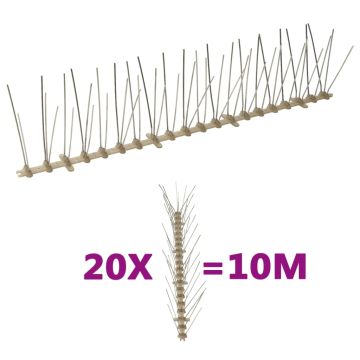 vidaXL Smaigų rinkinys nuo paukščių ir balandžių, 20vnt., 5 eilės, 10m