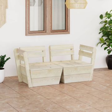 vidaXL Dvivietė sodo sofa iš palečių, impregnuota eglės mediena