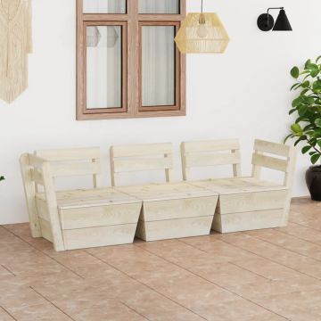 vidaXL Trivietė sodo sofa iš palečių, impregnuota eglės mediena