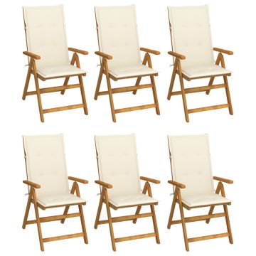 vidaXL Sulankstomos sodo kėdės su pagalvėmis, 6vnt., akacijos masyvas