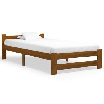 vidaXL Lovos rėmas, medaus rudas, 100x200cm, pušies medienos masyvas