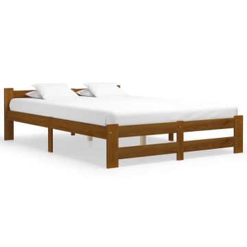 vidaXL Lovos rėmas, medaus rudas, 120x200cm, pušies medienos masyvas