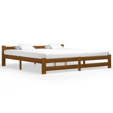 vidaXL Lovos rėmas, medaus rudas, 200x200cm, pušies medienos masyvas