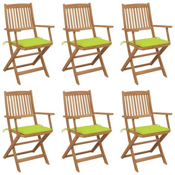 vidaXL Sulankstomos sodo kėdės su pagalvėmis, 6vnt., akacijos masyvas