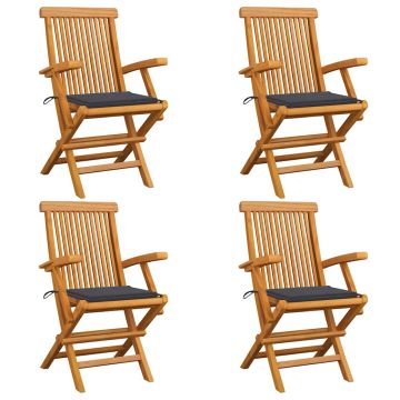 vidaXL Sodo kėdės su pagalvėlėmis, 4vnt., tikmedžio medienos masyvas