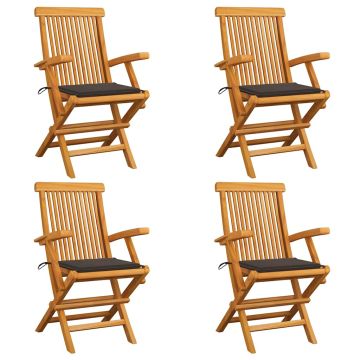 vidaXL Sodo kėdės su pagalvėlėmis, 4vnt., tikmedžio medienos masyvas