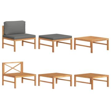 vidaXL Sodo komplektas su pilkomis pagalvėlėmis, 3 dalių, tikmedis