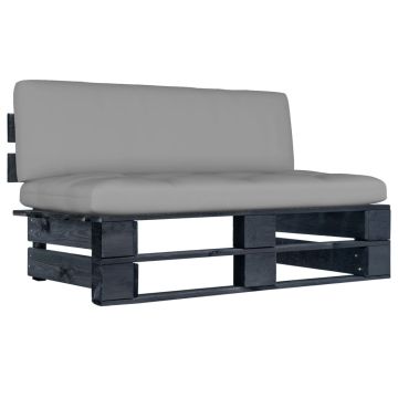 vidaXL Vidurinė sodo sofos dalis iš palečių, juodai impregnuota pušis