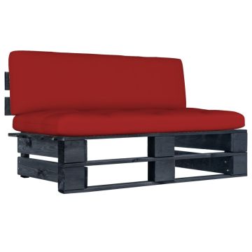 vidaXL Vidurinė sodo sofos dalis iš palečių, juodai impregnuota pušis