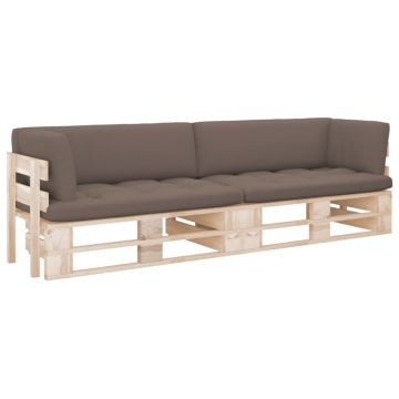 vidaXL Dvivietė sofa iš palečių su pagalvėlėmis, impregnuota pušis