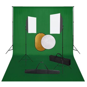 vidaXL Fotostudijos komplektas su šviesdėžėmis, fonu ir reflektoriumi