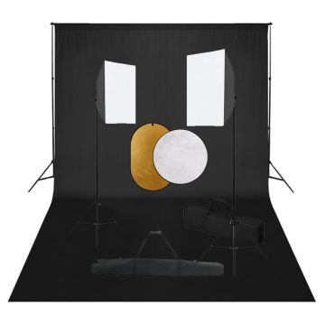 vidaXL Fotostudijos komplektas su šviesdėžėmis, fonu ir reflektoriumi