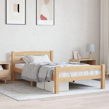 vidaXL Lovos rėmas, 90x200cm, pušies medienos masyvas