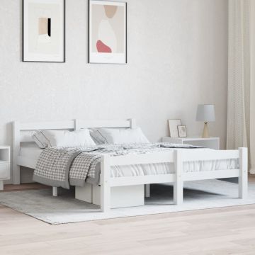 vidaXL Lovos rėmas, baltos spalvos, 120x200cm, pušies medienos masyvas