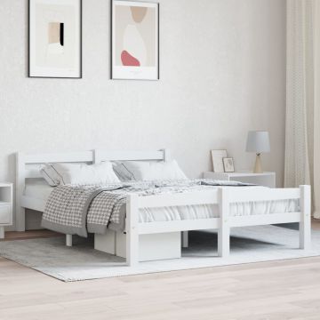 vidaXL Lovos rėmas, baltos spalvos, 140x200cm, pušies medienos masyvas