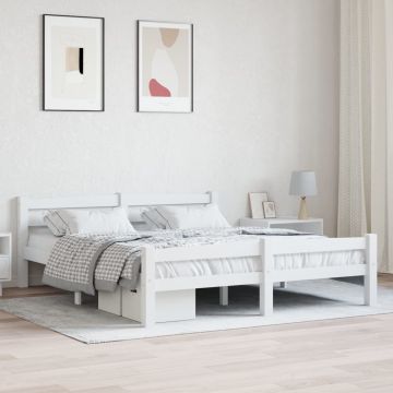 vidaXL Lovos rėmas, baltas, 160x200cm, pušies medienos masyvas