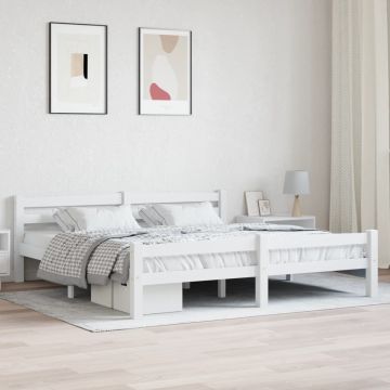 vidaXL Lovos rėmas, baltos spalvos, 180x200cm, pušies medienos masyvas