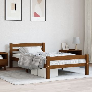 vidaXL Lovos rėmas, medaus rudos spalvos, 90x200cm, pušies masyvas